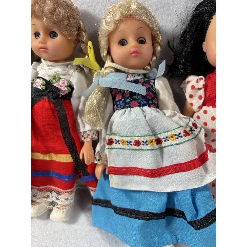 Vintage (6) Sleepy Eyes Traditional Costume Doll European Souvenir Dolls